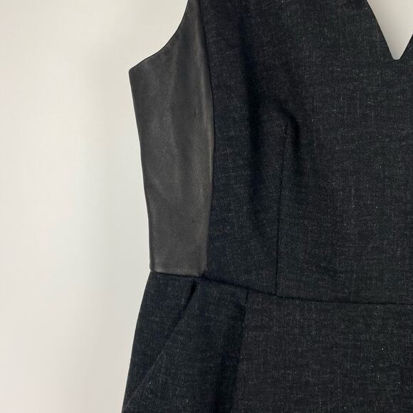 Madewell Ponte V-Neck Dress Leather Charcoal Gray Women’s Size 2 - Picture 11 of 12